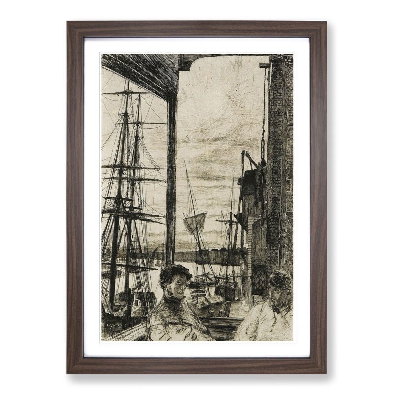 Rotherhithe by James Mcneill Whistler - Picture Frame Drawing, 36cm H x 27cm W x 2cm D, Walnut Framed