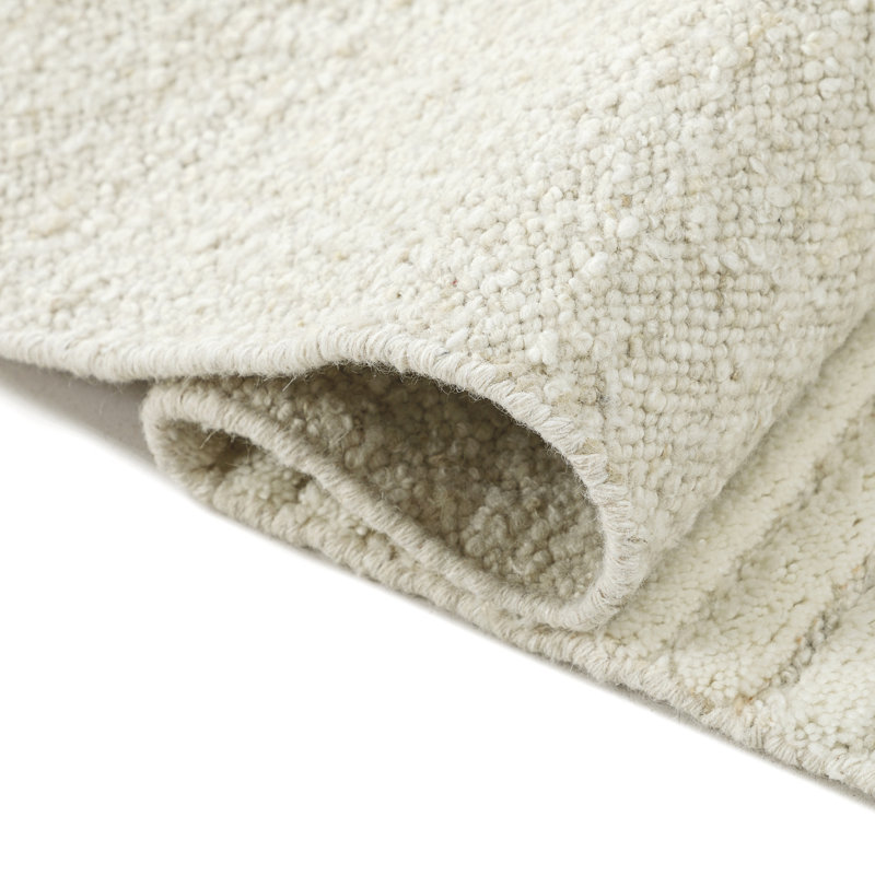 Rectangle Geometric Flatweave Wool/Cotton Area Rug in Ivory/Gray, Rectangle 5' x 8'