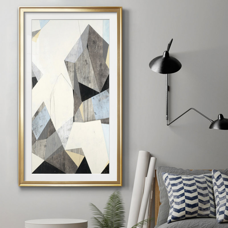 LOFI II - reproduction d'art, H 22,5 po x l 42,5 po x P 1,5 po, Papier encadré doré, Blanc