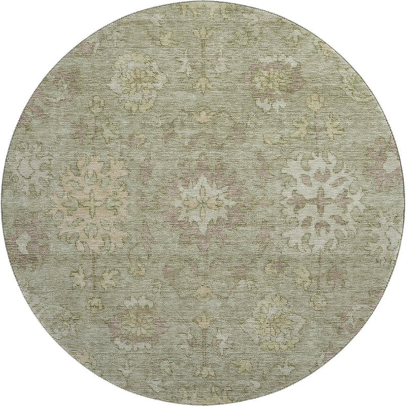 Premium Machine Washable Mayfield AMF2051 Global Rug, Sage, 8' Round