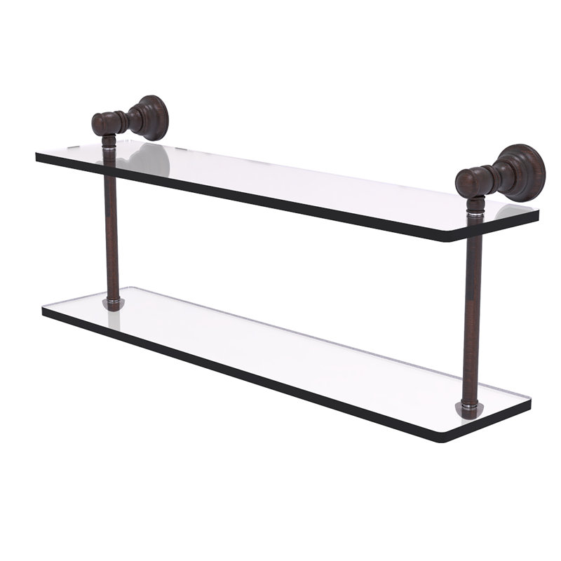 Freyja 2 Piece Glass Tiered Shelf, Venetian Bronze, 5.6" H x 22" W x 9.2" D