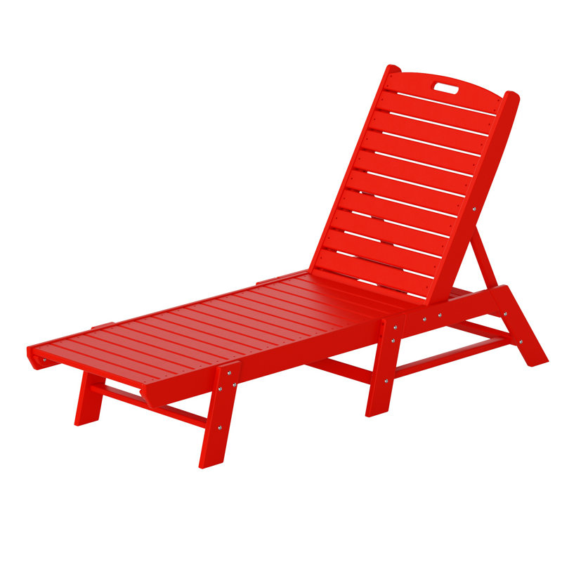 Chaise longue d'extérieur en PEHD Laguna, Rouge
