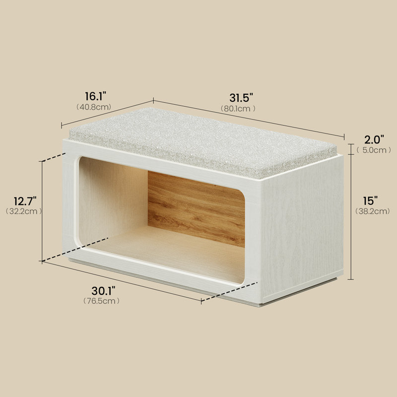 Adwin 31.5'' W Polyester Blend Upholstered Shoe Bench with Shelves