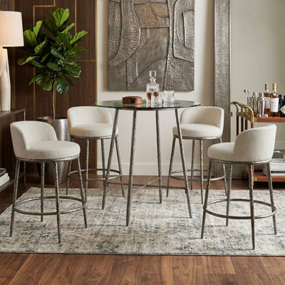 Lalia 5-Piece Hammered Metal Counter Height Table Set