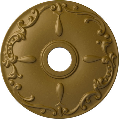 Endurathane Kent Ceiling Medallion, 18"OD x 3 1/2"ID x 1 1/4"P (Fits Canopies up to 5"), Hand-Painted Gold Finish