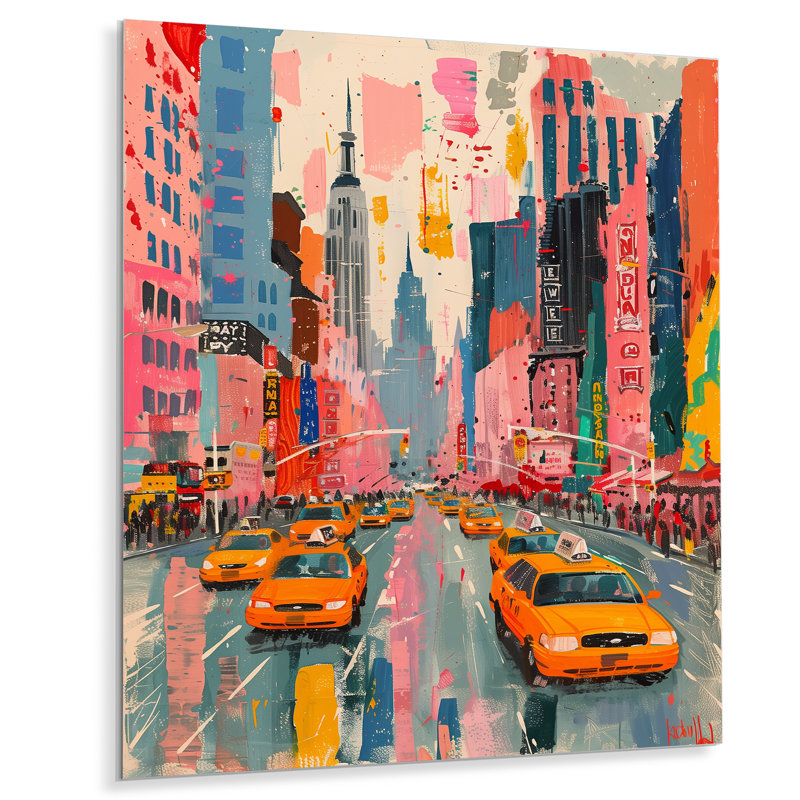 Rose, gratte-ciel de New York City III - impression d'art mural New York City, Sans cadre, métal, H 16 po x l 32 po