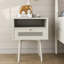  Ensemble de chambre à coucher 2 pièces Feeney, lit plateforme avec table de chevet, blanc crème, grand