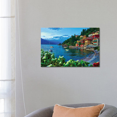 Town Of Varenna On Lake Como by Zoe Schumacher - Wrapped Canvas Print