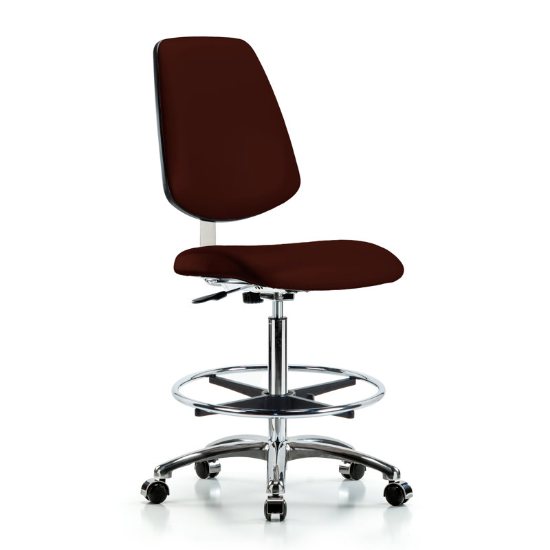 Kendal Vinyl Drafting Chair, Burgundy, Casters