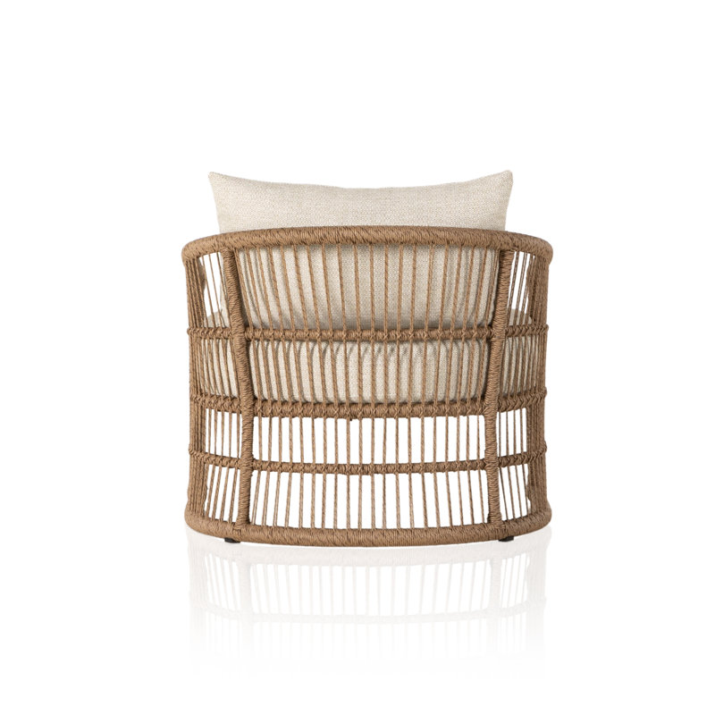 Montecito Outdoor Lounge Chair, Faye Sand Cushion/Brown Frame