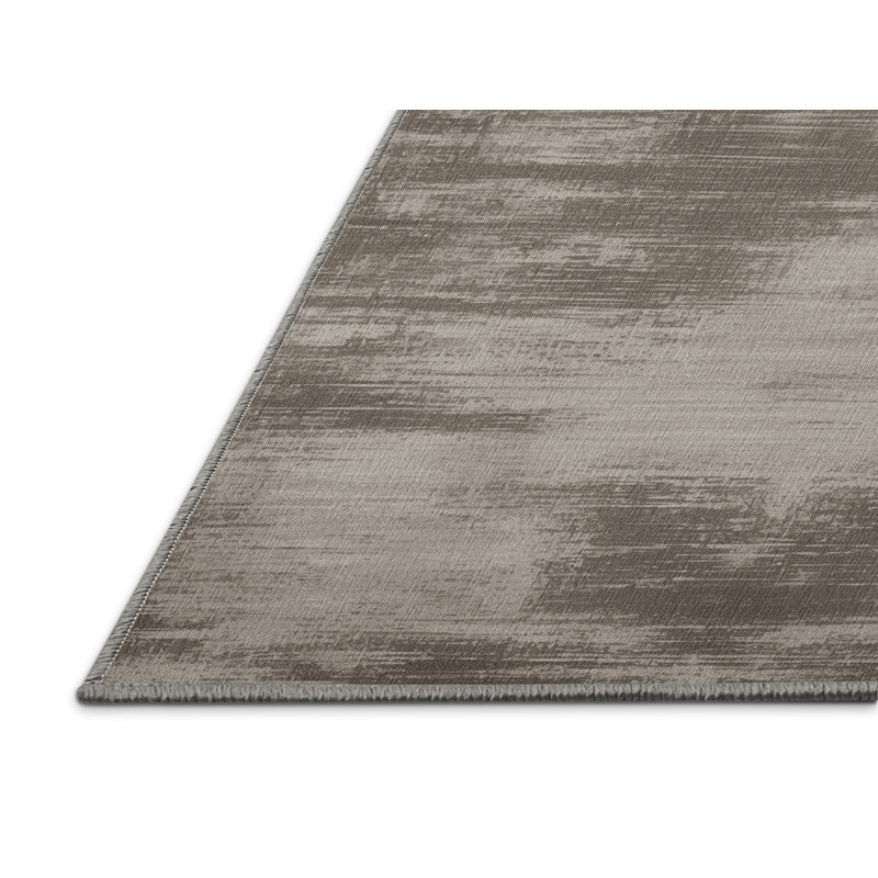 Machine Washable Abstract Gray Area Rug, Rectangle 3' x 5'