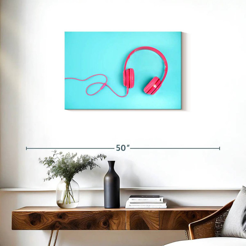 Abarca Pink Wired Headphones, 20" H x 30" W