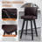 27.5IN Swivel Bar Stools Set of 3, Brown PU Leather Seat with Tufted Back, Solid Wood Legs, Counter Height Bar Chairs for Kitchen Island, Dining, Café (Set of 3)-2085012871
