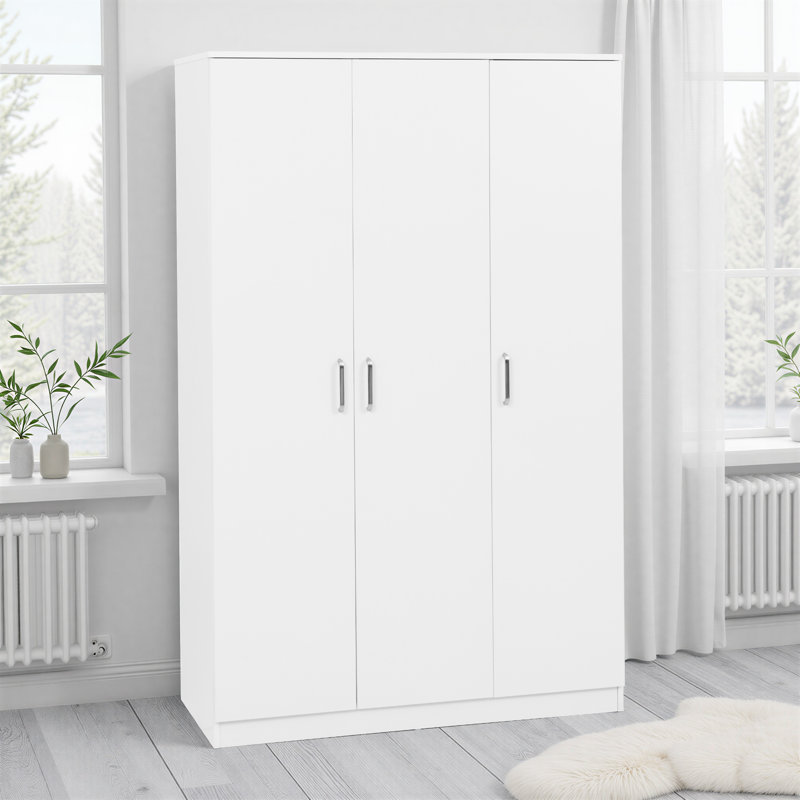 Sumrah 3 Door Manufactured Wood Wardrobe, White