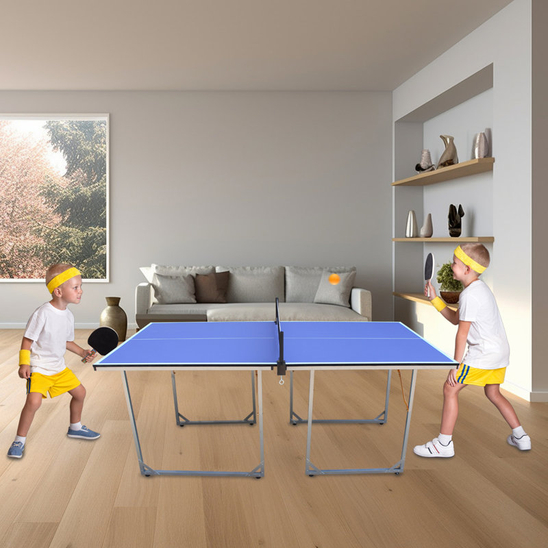 Mid-Size Table Tennis Table Foldable & Portable Ping Pong Table Set for Indoor & Outdoor Games with Net