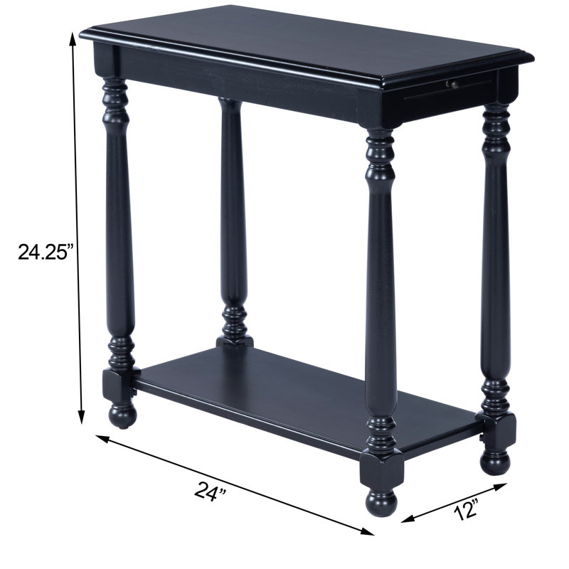 Devane CastleWood Side Table, Distressed Black Licorice