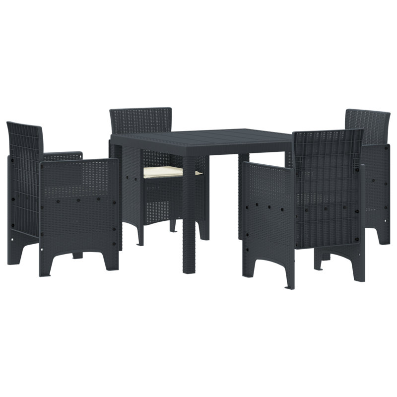 Ensemble de salle à manger de jardin 5 pièces vidaXL en polypropylène anthracite