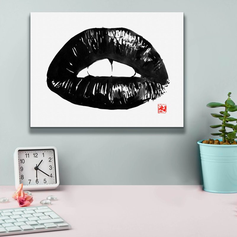 «Bouche» par Pechane, art mural sur toile, H 12 po x l 16 po x P 0,75 po