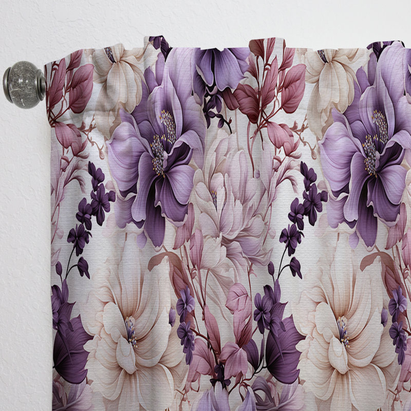 Ethereal Floral Delight Victorian Motif III - Rideau floral - Velours obscurcissant - 1 panneau, L 52 po x L 84 po