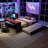 Full Size Wood Daybed with Twin Size Trundle,Desk,LED light and USB,Black+Red-625045038-625045032