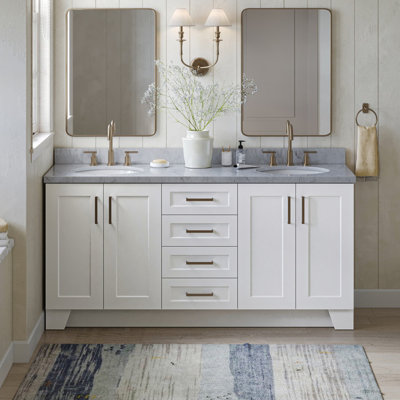 Freitas 72'' Solid Wood Double Bathroom Vanity with 1.5'' Top