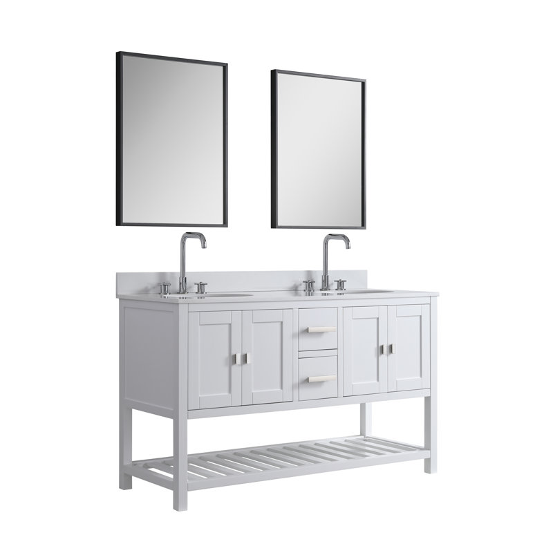 Armoire de meuble-lavabo 60 po sans plateau Monaco, Blanc