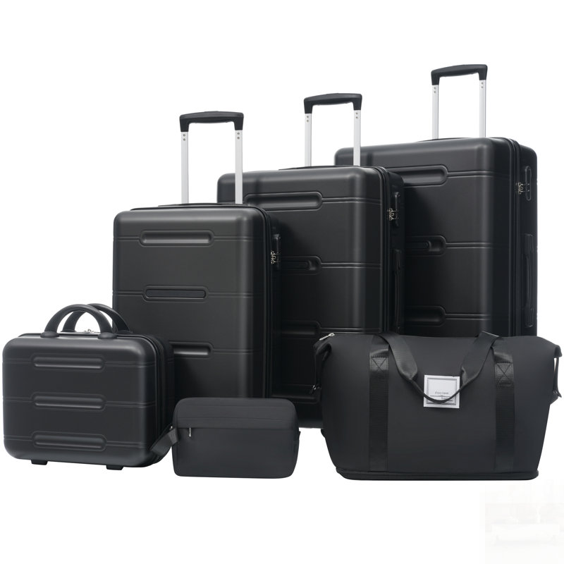 Ensemble de 6 valises légères à coque rigide avec roues pivotantes, verrouillage par mot de passe et plusieurs accessoires de voyage pour des voyages faciles et sécurisés