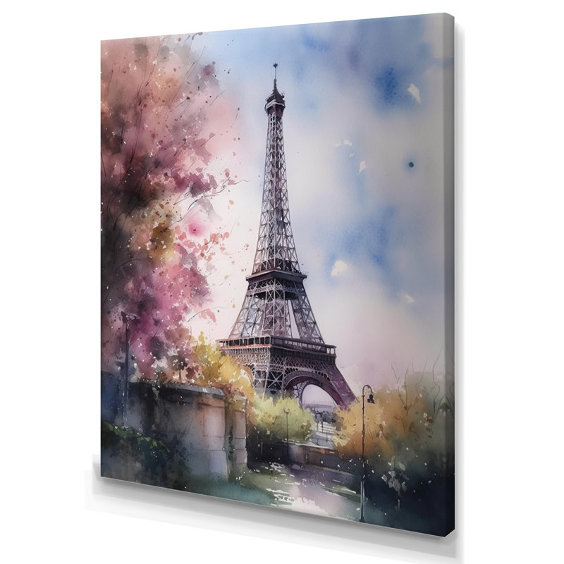 «Beautiful Eiffel Tower In Paris V», art sur toile Paris, H 32 po x l 16 po x P 1 po, Toile tendue