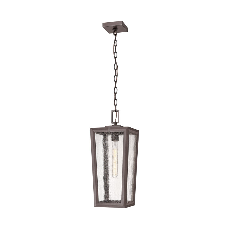 Madison 8" 1-Light Bronze Coastal Outdoor Pendant With Seeded Glass, Bronze, Seeded