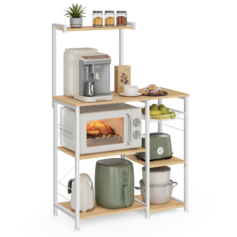 Support de cuisine avec panier grillagé, Blanc / Doré