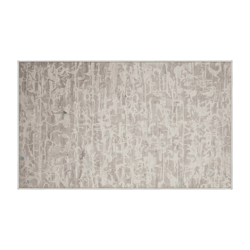 Machine Washable Beige Area Rug, Rectangle 8' x 12'