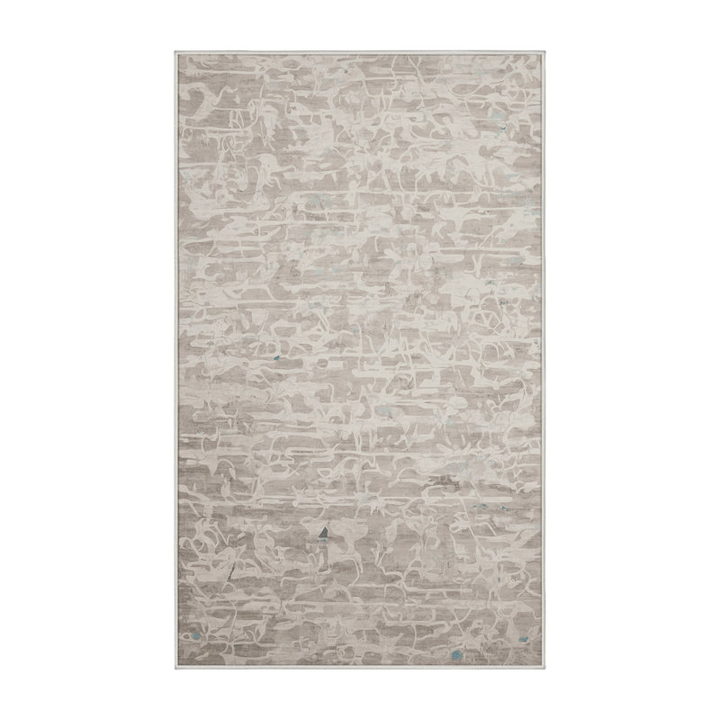Tapis beige lavable à la machine, Rectangle 7 pi x 9 pi