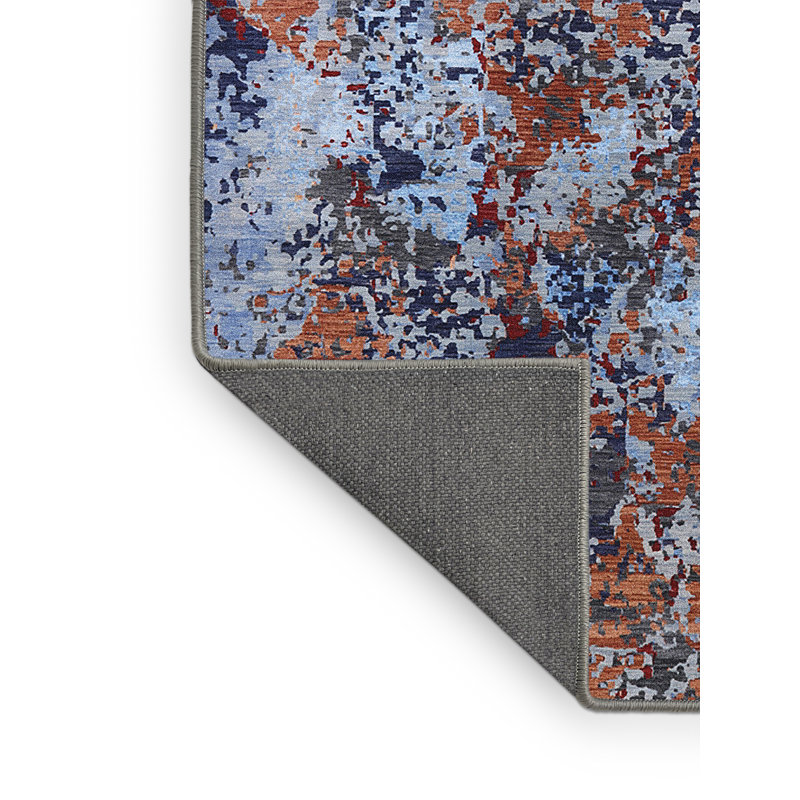 Tapis bleu / orange / rouge, Rectangle 8 pi x 10 pi