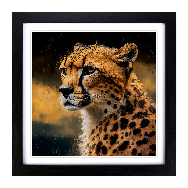 Cheetah Post-Impressionism No.1 - Framed Print, Black