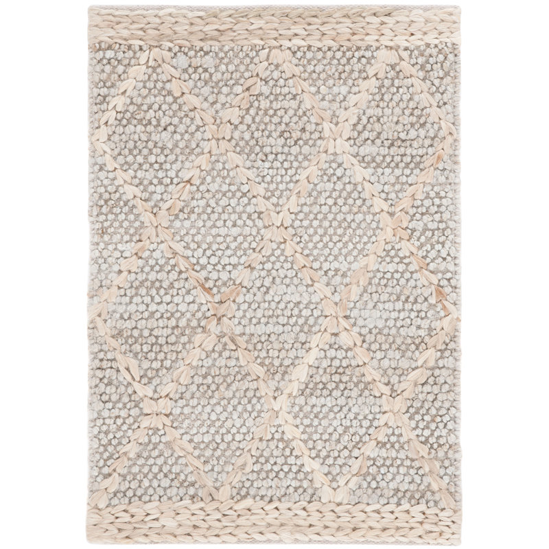 Khorie Natural Fiber Flat Weave Jute/Cotton/Wool Geometric Rug in Brown/Gray, Rectangle 3' x 5'