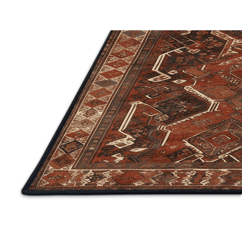 Tapis brun turc lavable à la machine, Rond 7 pi