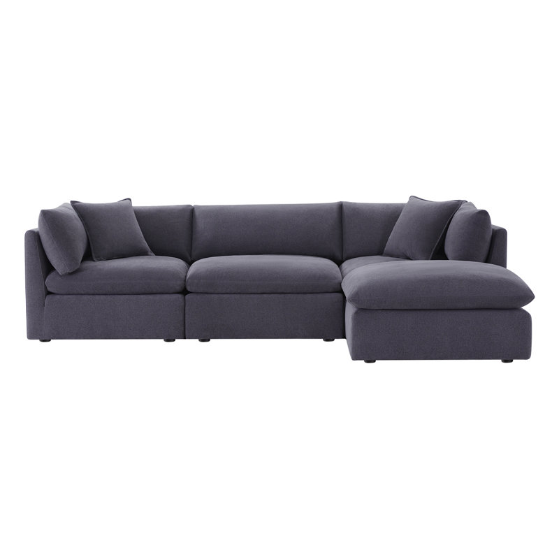 Annabella 4-Piece Upholstered Modular Sectional with Ottoman, Willow Zinc Performance Chenille