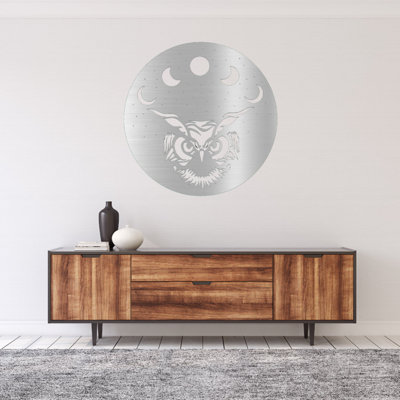 Moon Owl Metal Wall Art - Owl Night Sky Silhouette Wall Art - Moonlit Wildlife Design Sculpture - Rustic Cabin Lodge Wall Hanging - Modern Industrial Metal Art - Nature Inspired Home Decor - Bold Statement Art Piece
