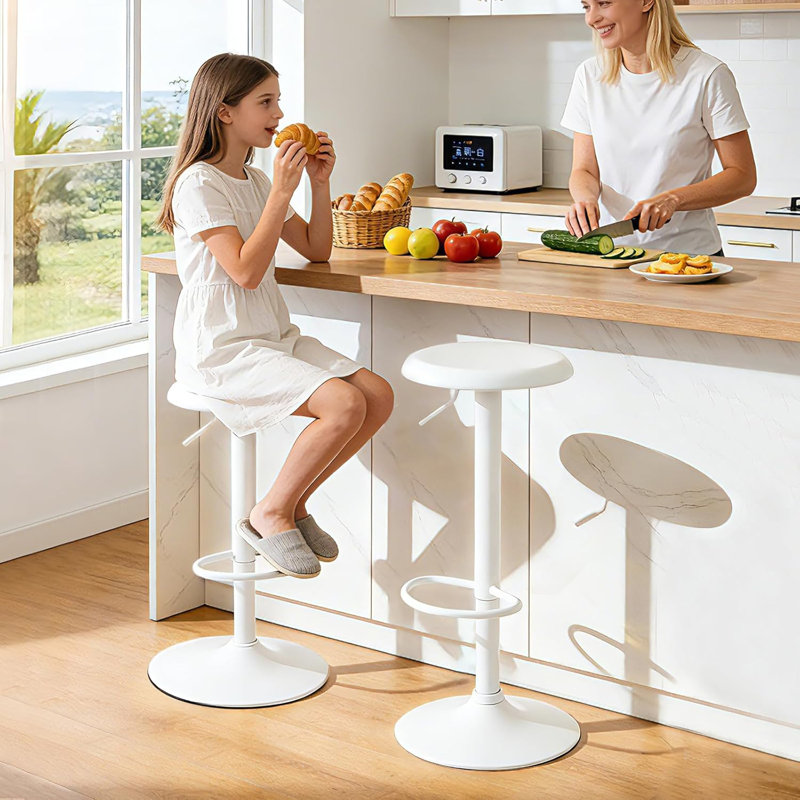 1Pc Bar Stools, Adjustable Height Swivel Bar Stools, Metal Airlift Barstools, Backless Counter Height Bar Chairs for Kitchen Dining Room Pub Cafe