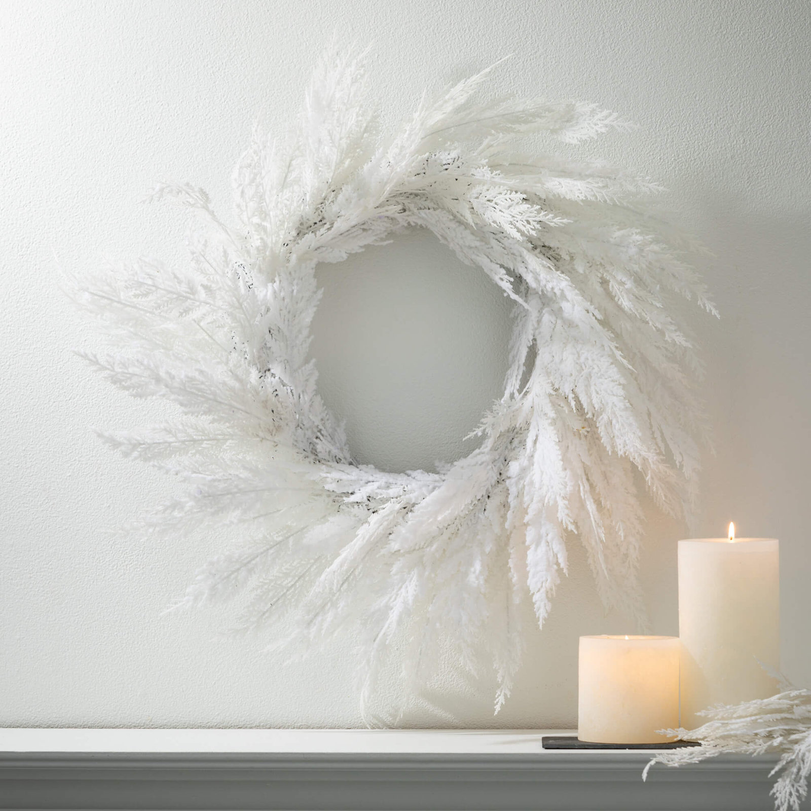 28" Artificial White Cypress Christmas Wreath, White