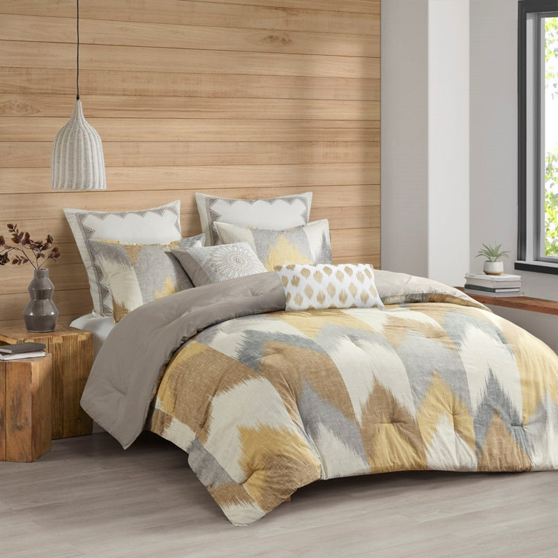 Ensemble d'édredon Heise, Édredon double / grand + 2 taies décoratives sta, Jaune