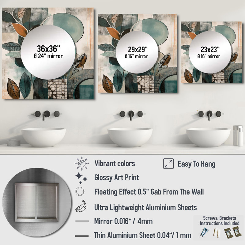 Nenney - Miroir carré Boho, 23 po x 23 po
