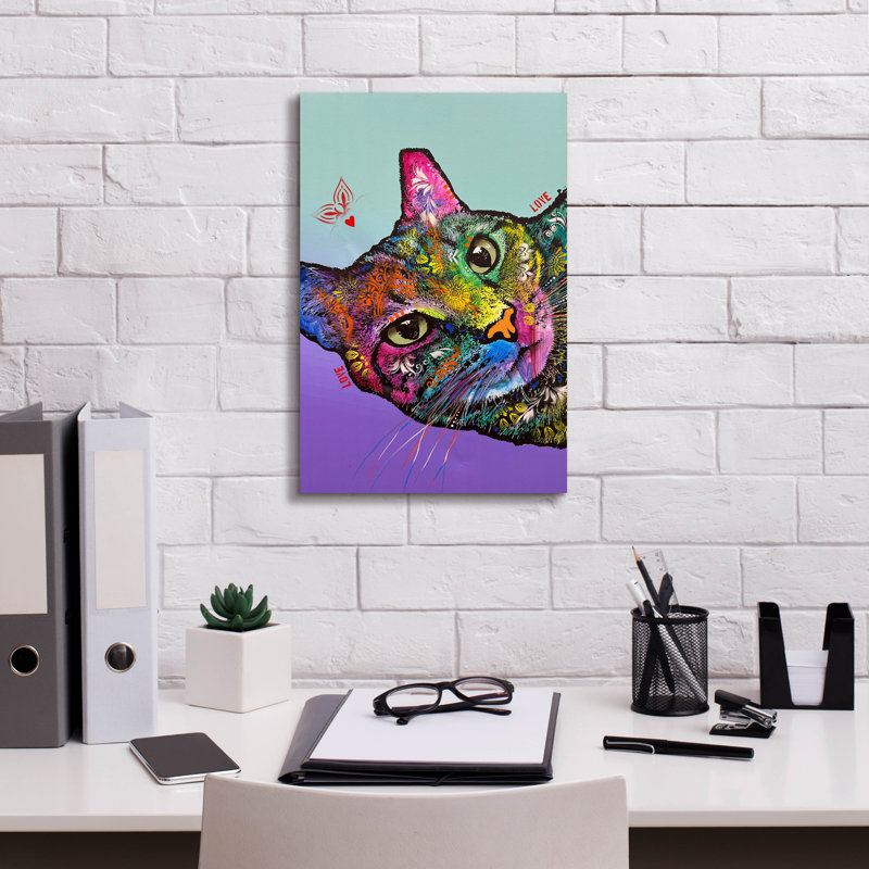 «Cute Cat» par Dean Russo, art mural sur toile, H 18 po x l 12 po x P 0,75 po
