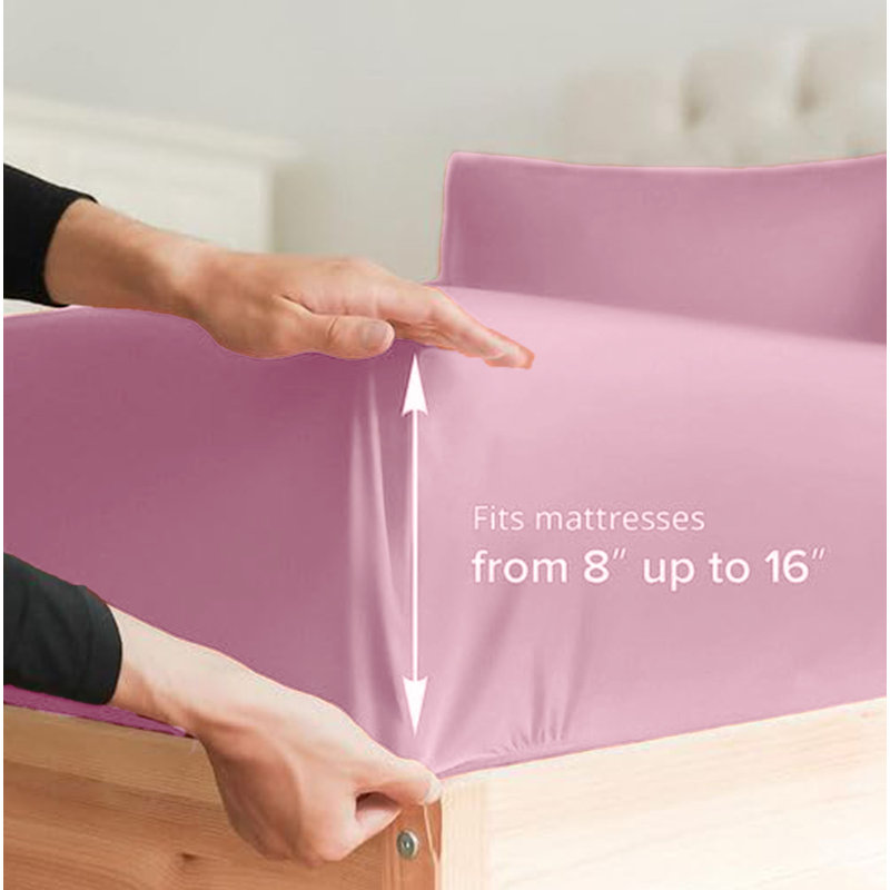  Premium Luxury 4 Piece Rayon from Bamboo Sheet Set, Twin Sheet Set with 2 Pillowcases, Pink
