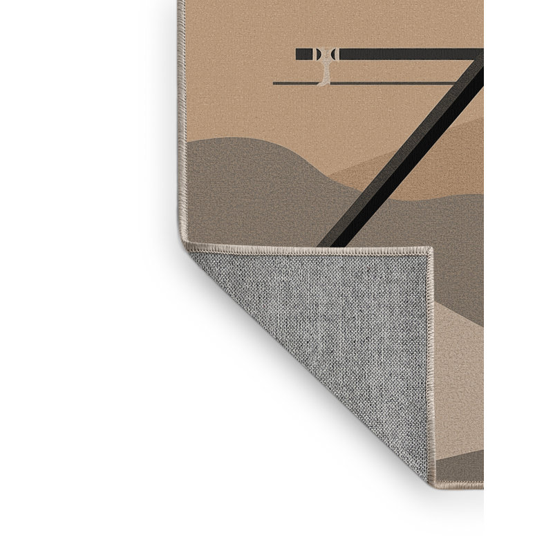 Tapis rituel minimaliste beige lavable à la machine Coalmont Seppuku, 3 X 5