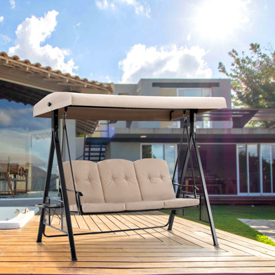 Kosumo 3 Seat Outdoor Porch Swing Chair with Adjutable Canopy