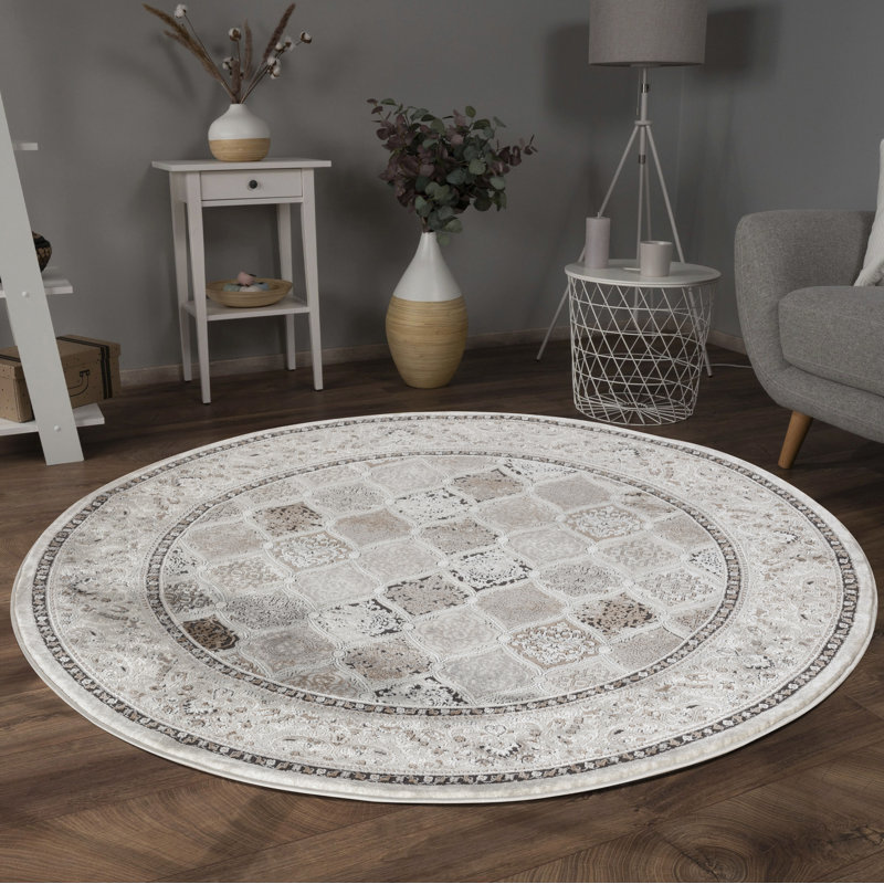Shonique Cotton Abstract Indoor Rug, Round 5'3"