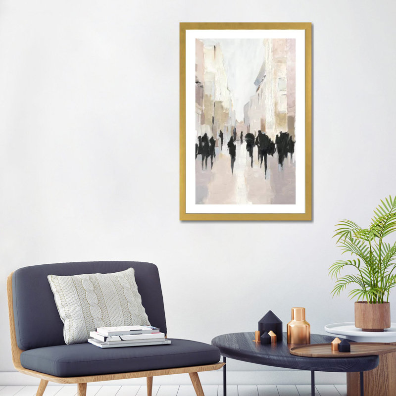 Reproduction d’art, "passing Rain I" par Ethan Harper, H 32 po x l 24 po x P 1 po, Papier encadré doré, Blanc