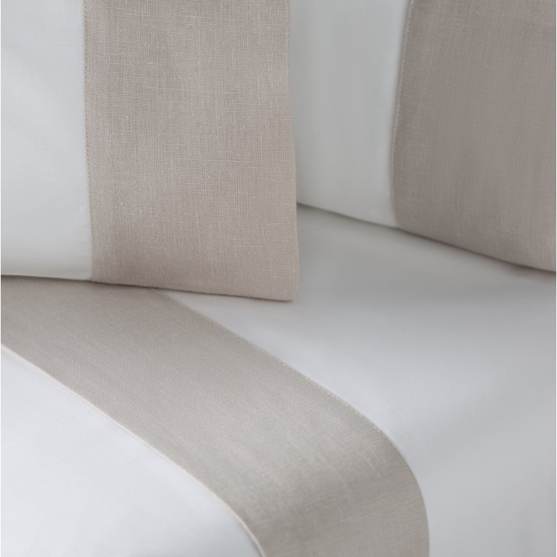  Mandalay Linen Cuff Percale Pillowcases, Platinum, King