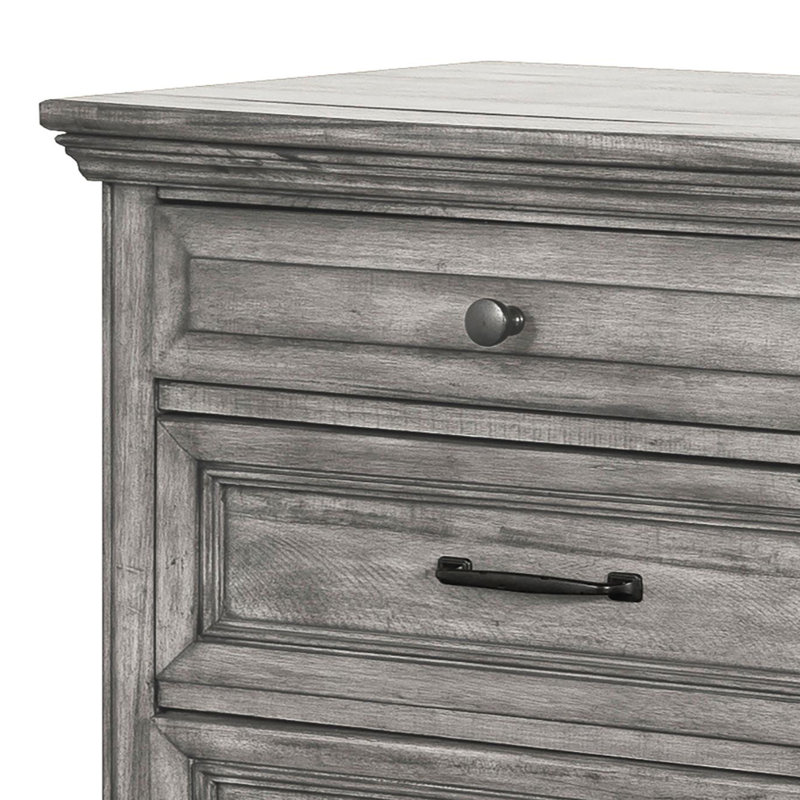 Table de chevet 3 tiroirs gris vieilli